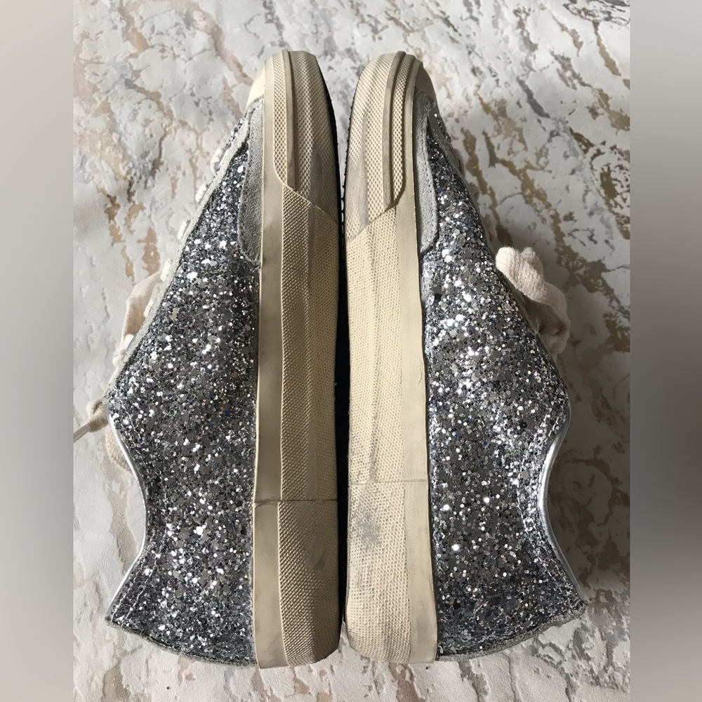 🏇 Golden Goose VStar2 Silver Glitter Suede Star Low-Top Sneakers - Women - Picture 10 of 16